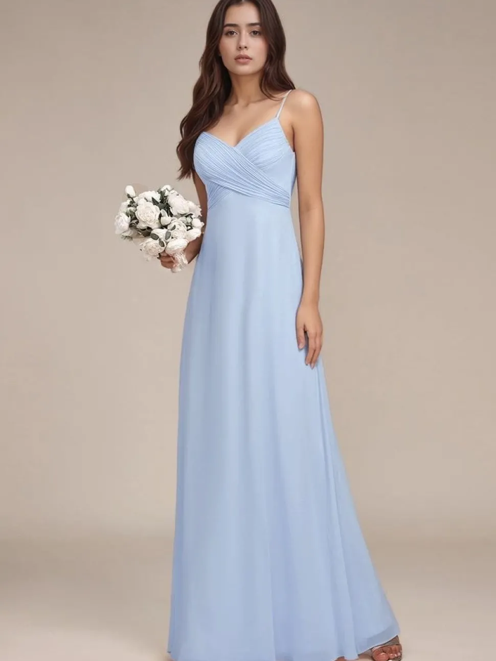 Robe de soirée bleu ciel longue dos nu