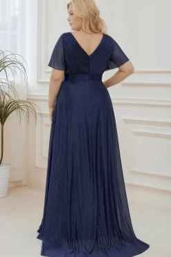 Robe de soirée bleue grande taille à sequins