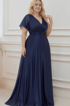 Robe de soirée bleue grande taille à sequins