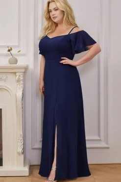 Robe de soirée bleue longue plus size