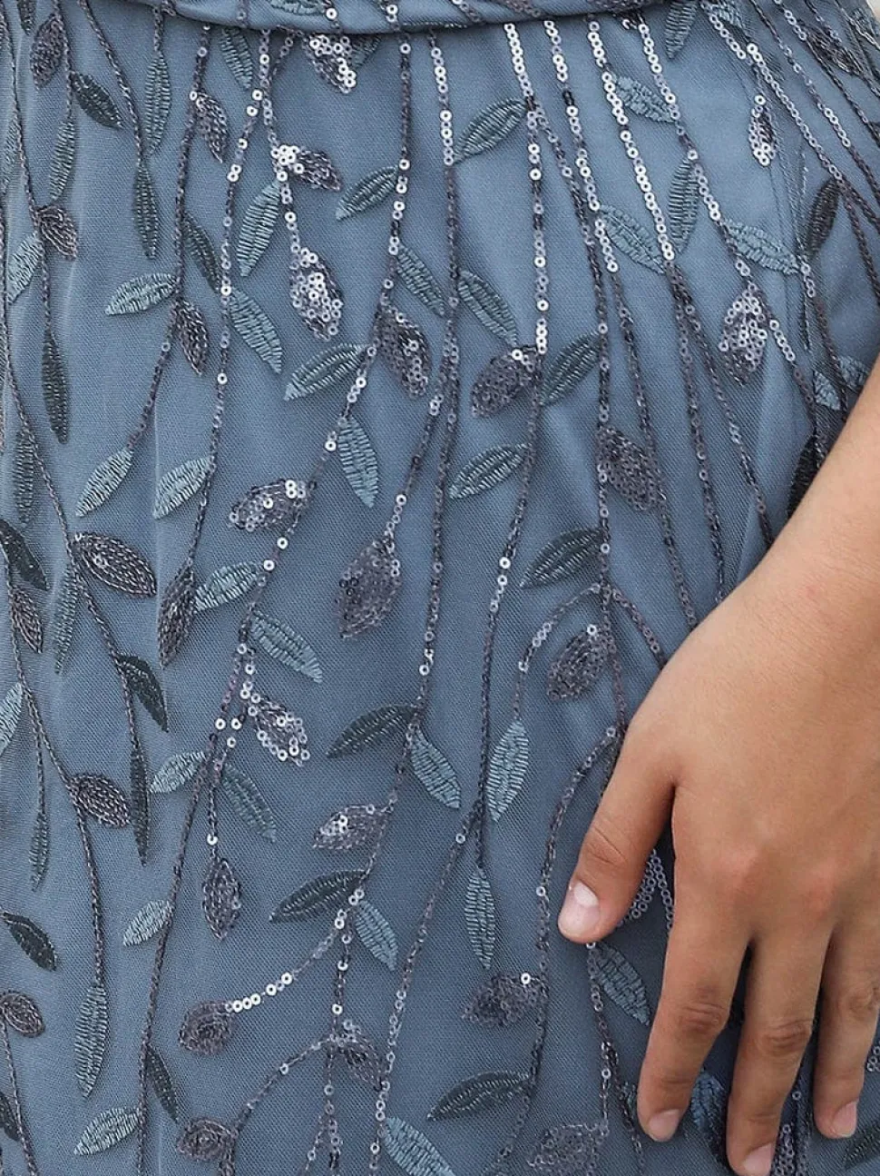 Robe de soirée bleue longue plus size
