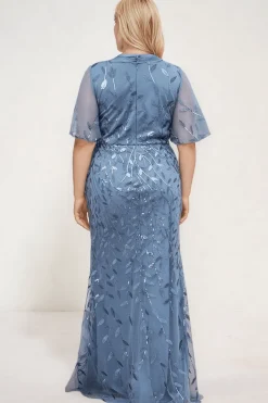 Robe de soirée bleue longue plus size