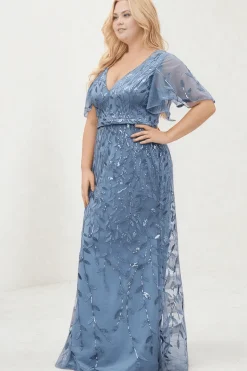 Robe de soirée bleue longue plus size