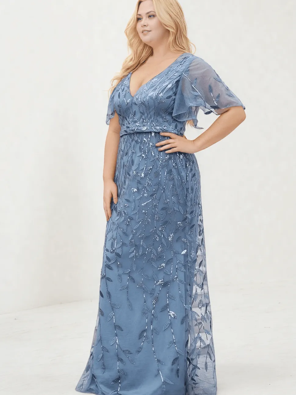 Robe de soirée bleue longue plus size