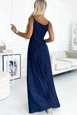 Robe de soirée bleue marine longue sequin