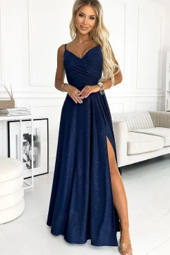 Robe de soirée bleue marine longue sequin