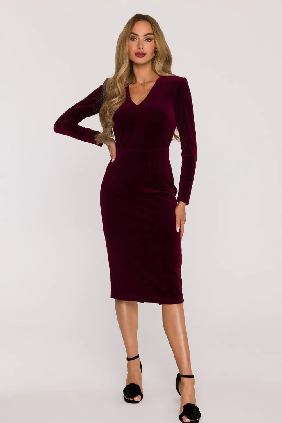 Robe de soirée bordeaux chic en velours