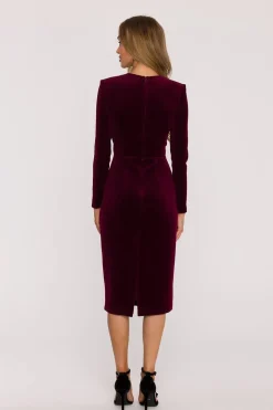 Robe de soirée bordeaux chic en velours