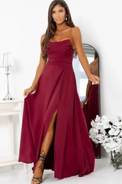 Robe de soirée bordeaux longue bustier