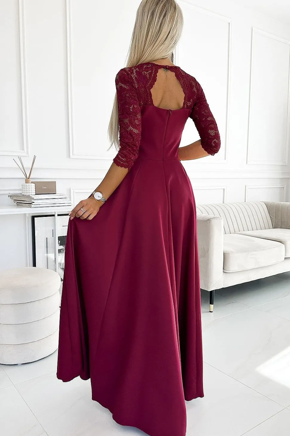 Robe de soirée bordeaux longue