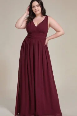 Robe de soirée bordeaux plus size taille empire