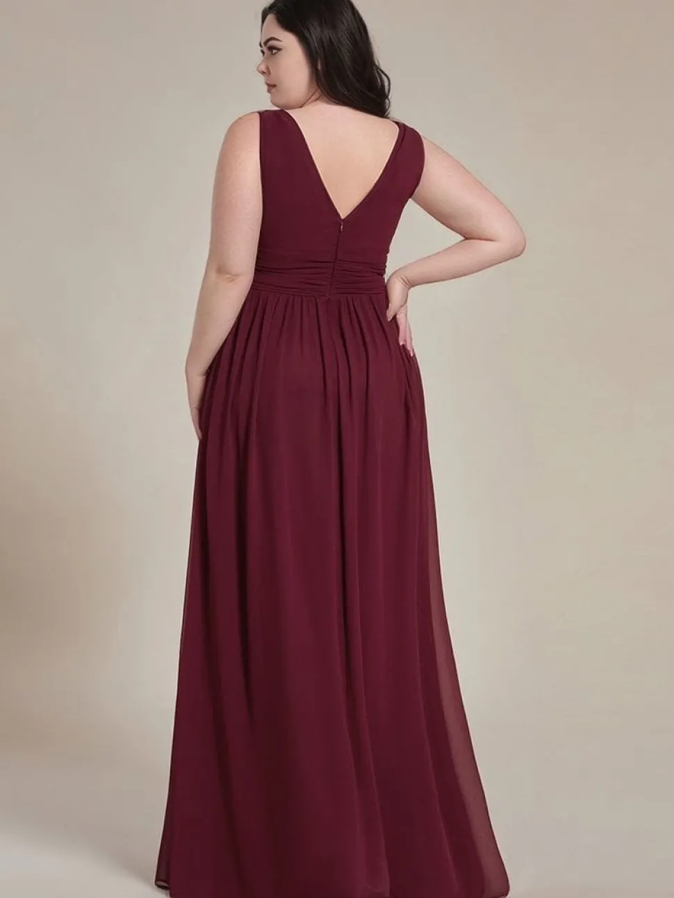 Robe de soirée bordeaux plus size taille empire