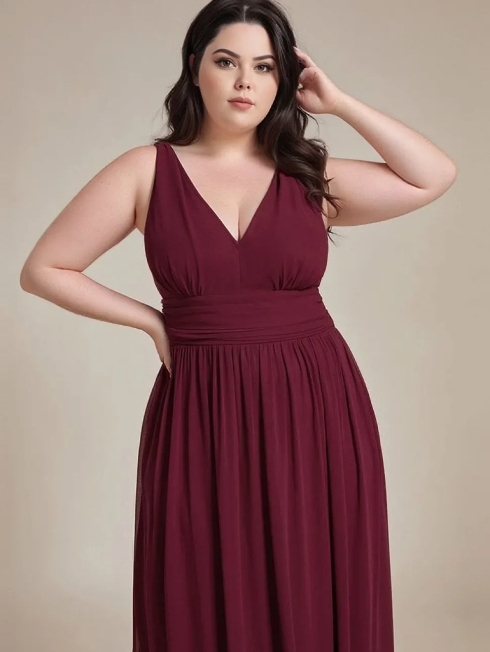Robe de soirée bordeaux plus size taille empire