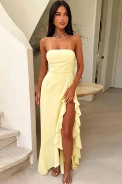 Robe de soirée bustier fendue fluide
