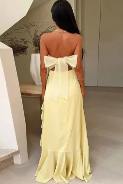 Robe de soirée bustier fendue fluide