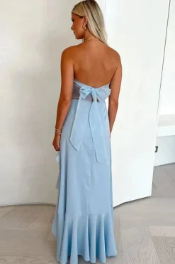 Robe de soirée bustier fendue fluide