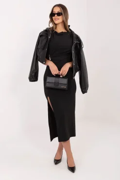 Robe de soirée chic fendue noire