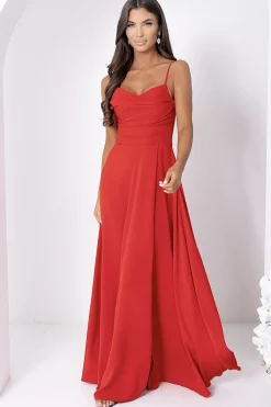 Robe de soirée chic longue dos nu rouge
