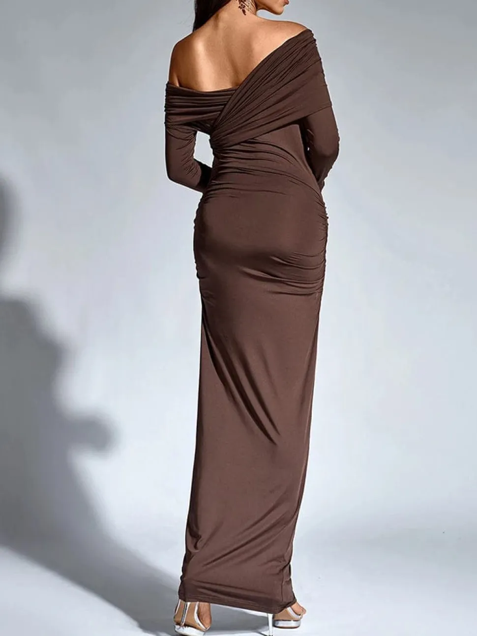 Robe de soirée chic longue manches longues