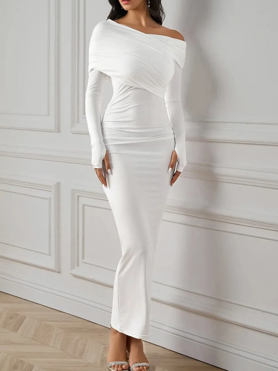 Robe de soirée chic longue manches longues