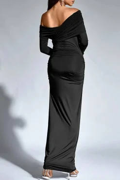 Robe de soirée chic longue manches longues