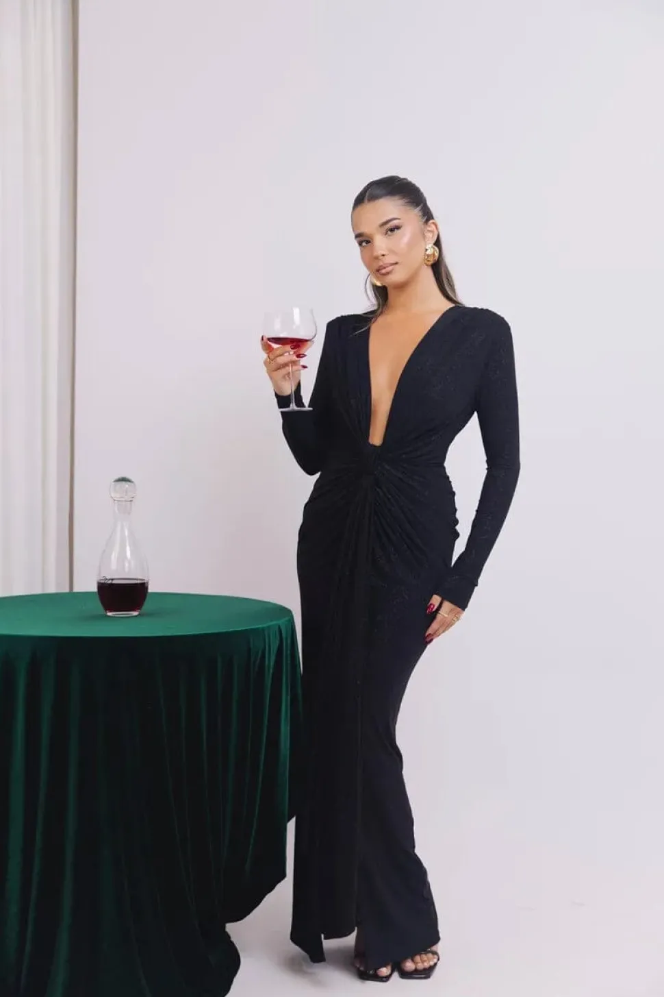 Robe de soirée chic manche longue fendue