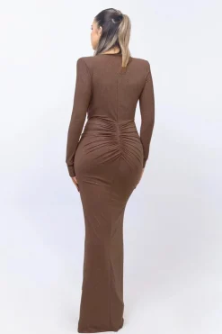 Robe de soirée chic manche longue fendue
