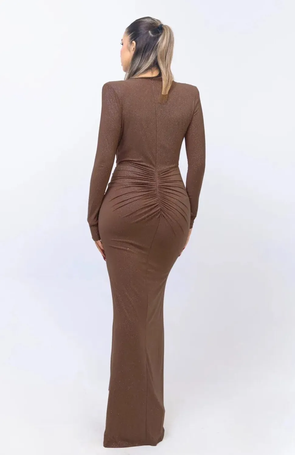 Robe de soirée chic manche longue fendue