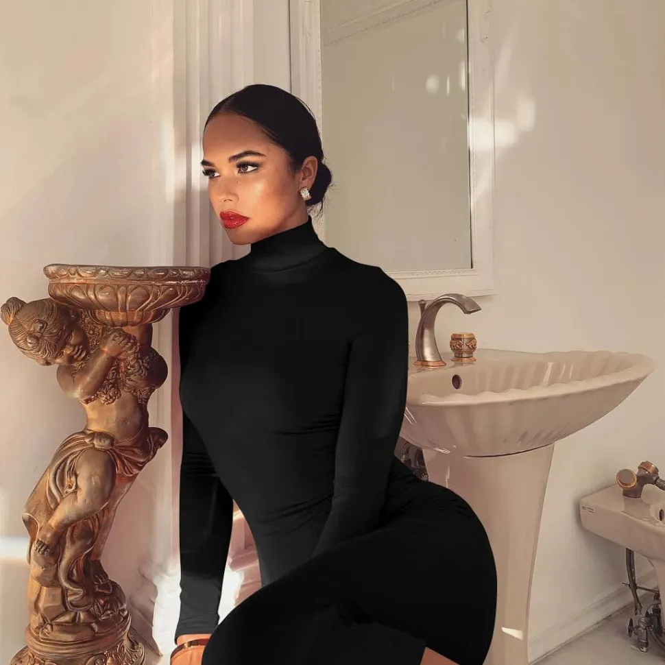 Robe de soirée chic midi moulante