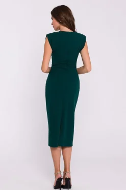 Robe de soirée chic midi moulante sans manches