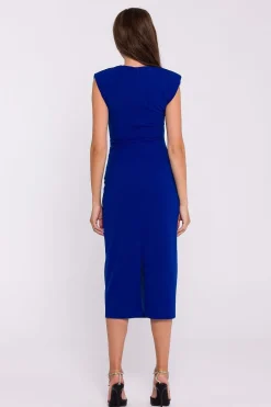 Robe de soirée chic midi moulante sans manches