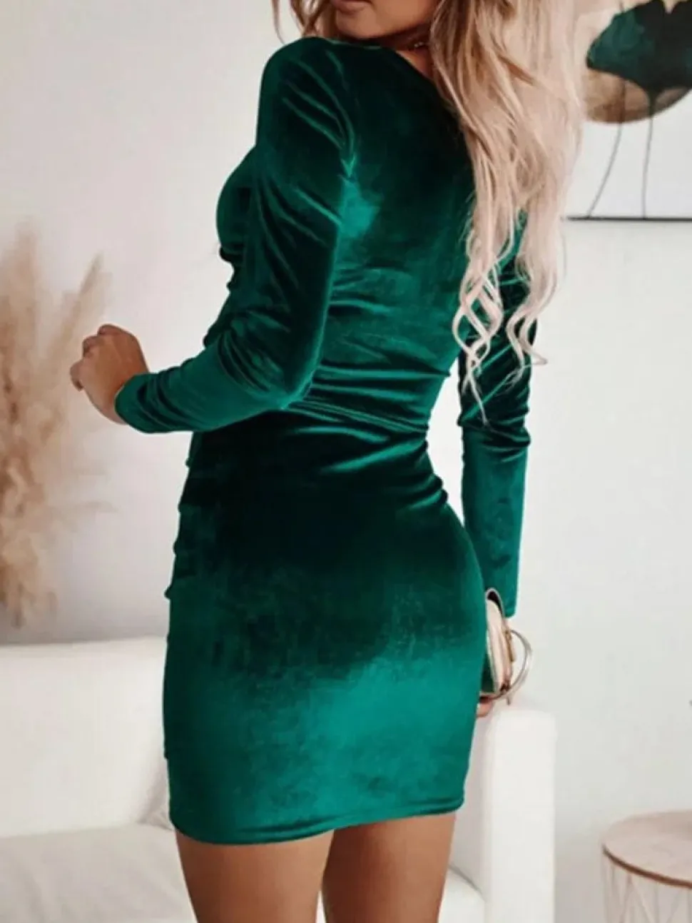 Robe de soirée chic moulante à manche longue
