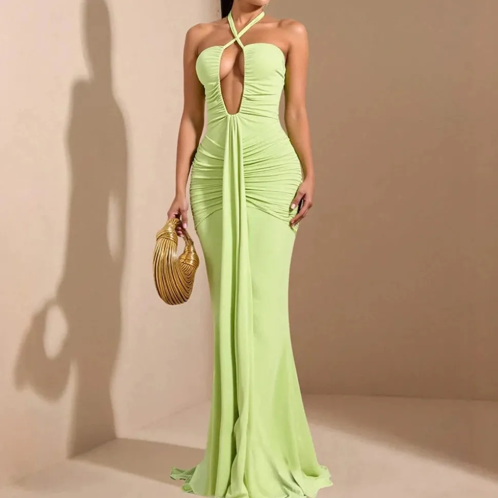Robe de soirée chic verte moulante