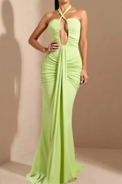 Robe de soirée chic verte moulante