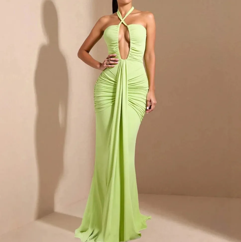 Robe de soirée chic verte moulante
