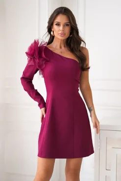 Robe de soirée courte bordeaux chic