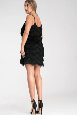 Robe de soirée courte chic à franges