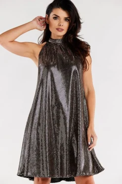Robe de soirée courte paillette argentée