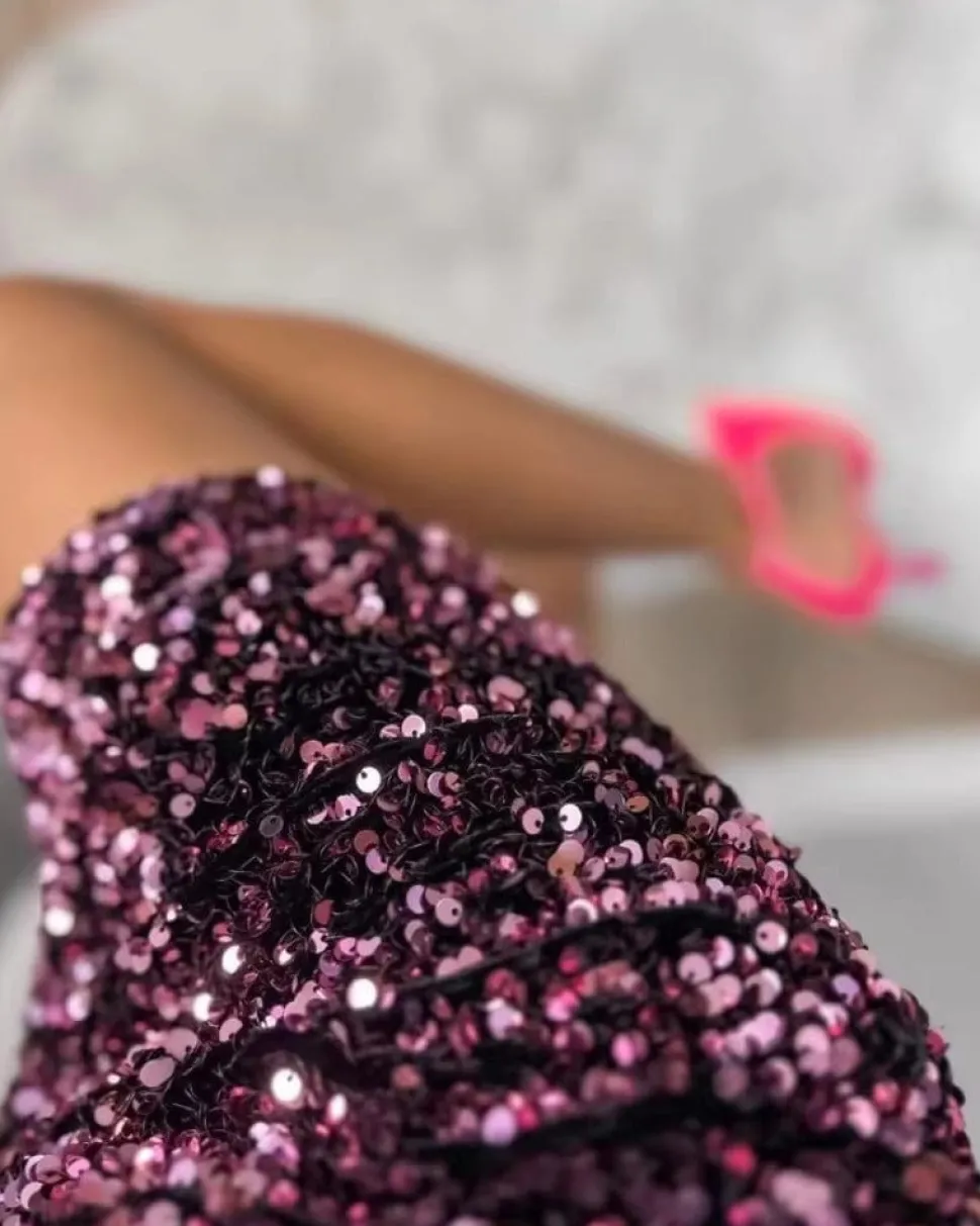Robe de soirée courte à paillettes
