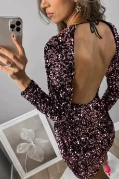 Robe de soirée courte à paillettes