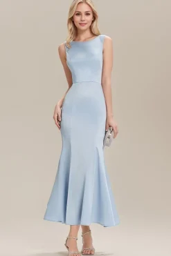 Robe de soirée de mariage bleue dos nu