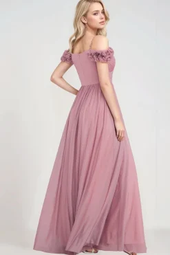Robe de soirée de mariage rose poudrée longue