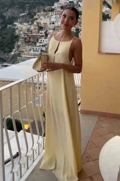 Robe de soirée dos nu longue en satin sexy
