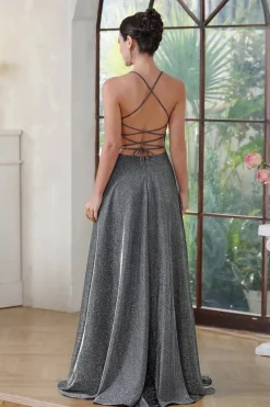 Robe de soirée dos nu longue fendue