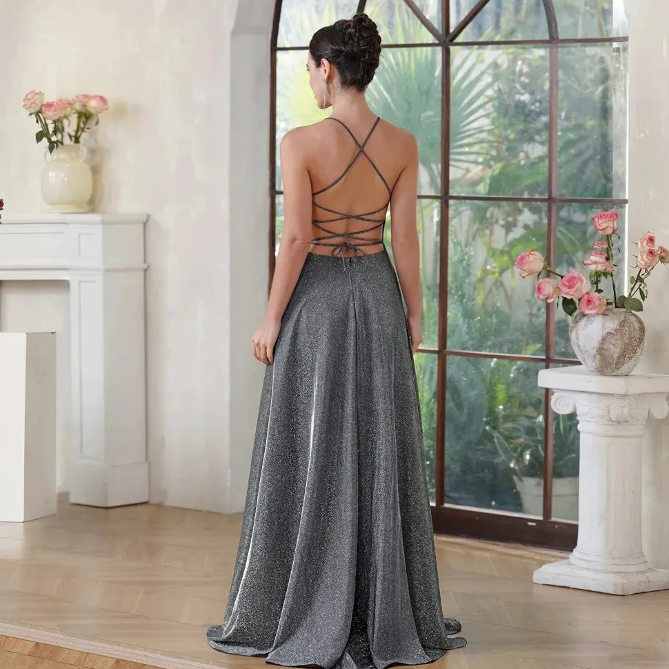 Robe de soirée dos nu longue fendue