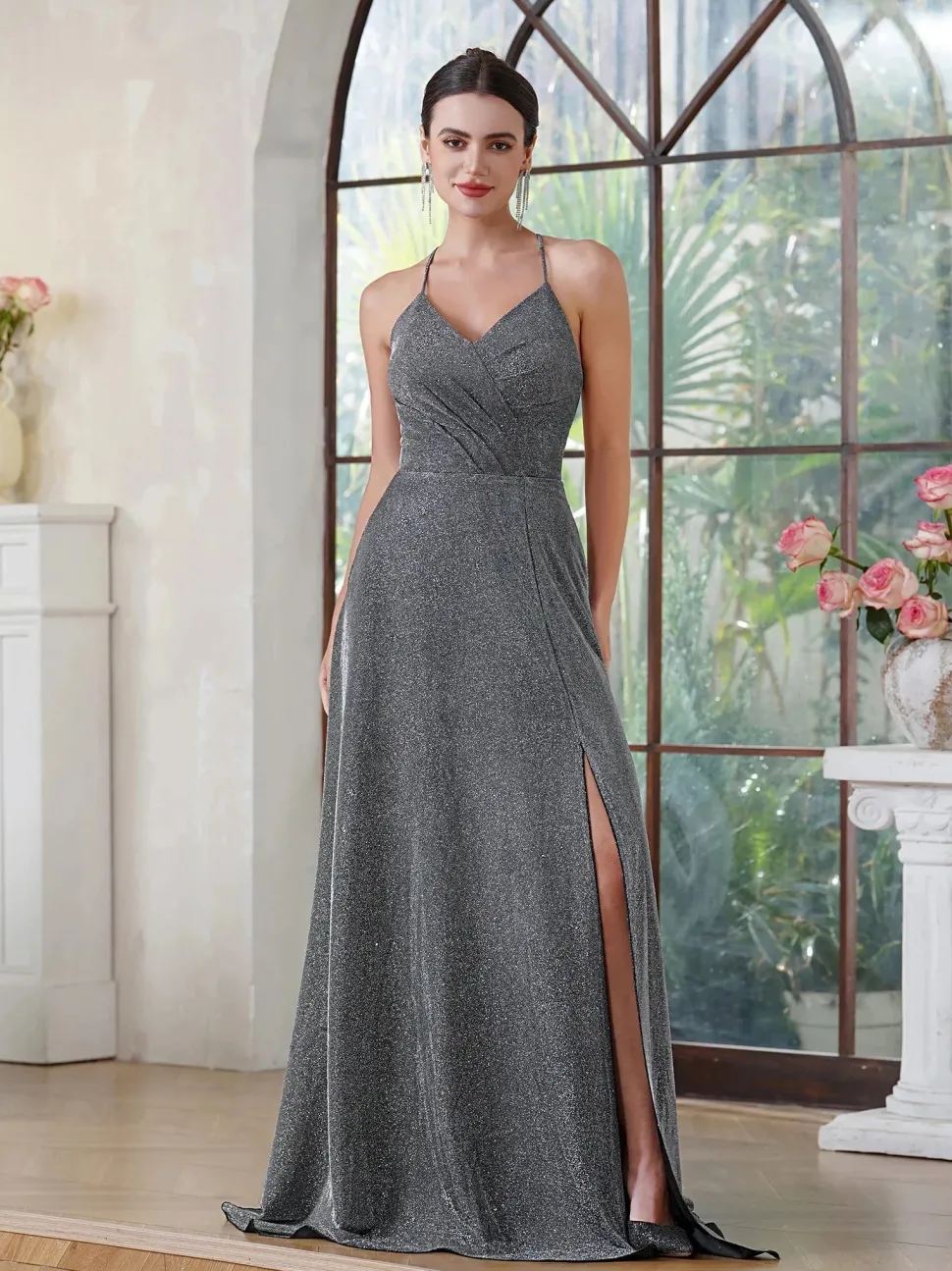 Robe de soirée dos nu longue fendue