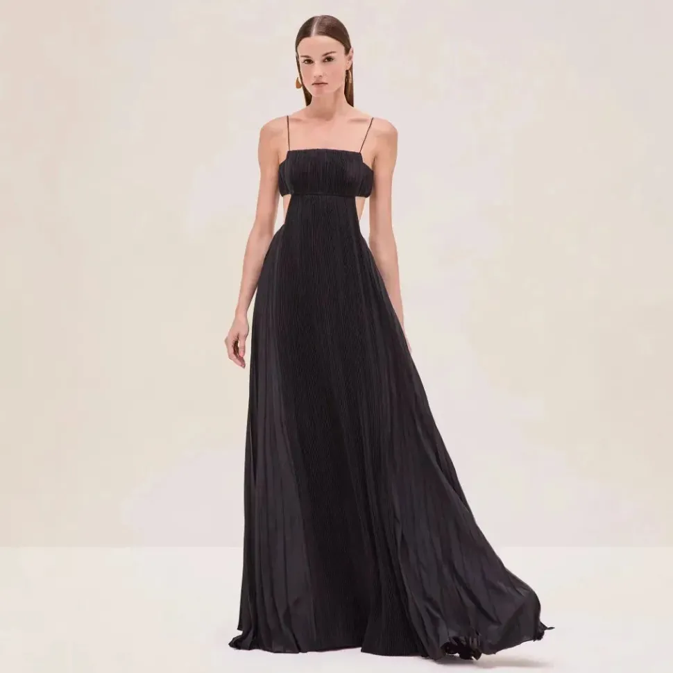 Robe de soirée dos nu longue plissée