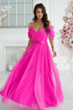 Robe de soirée en tulle chic longue princesse