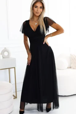 Robe de soirée en tulle longue noire