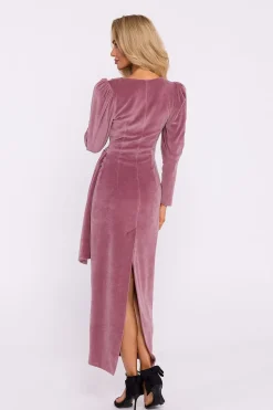 Robe de soirée en velours chic manche longue